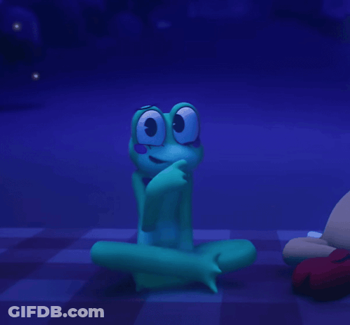 Frog With Purple Bow Tie Sitting On Floor GIF