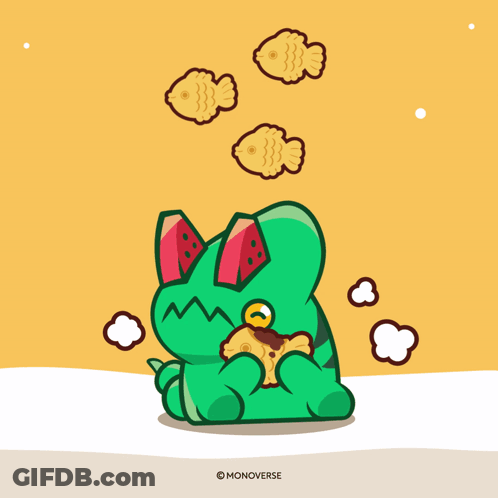 Frog With Watermelon Ears Eating Food GIF