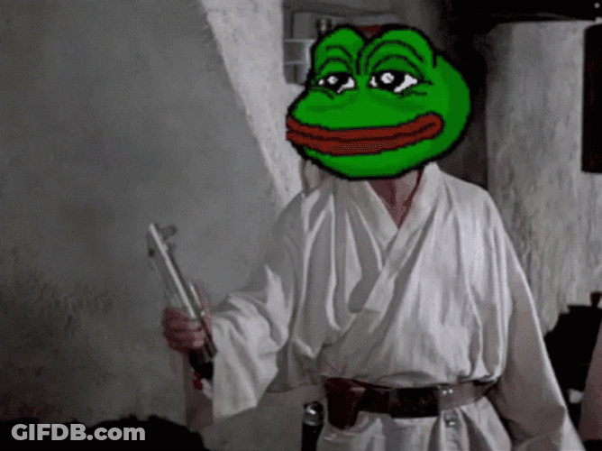 Froggy Head Luke Skywalker Holding Light Saber GIF