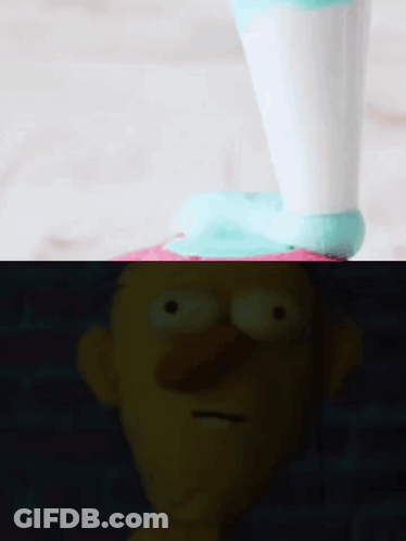 Frosting Tube Next To Surprised Cartoon Character GIF