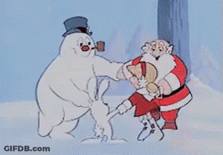 Frosty Snowman With Santa GIF