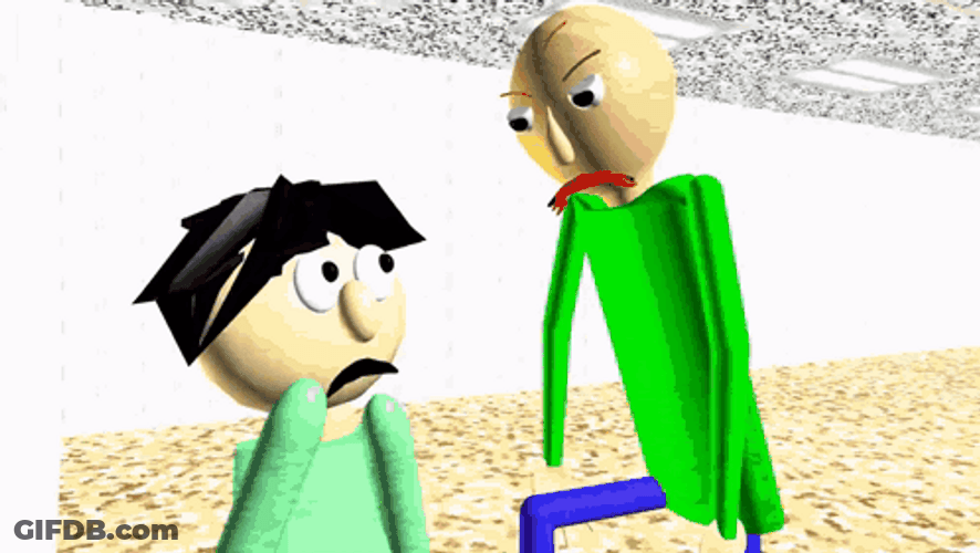 Frowning Baldi Basics And Shocked Player GIF