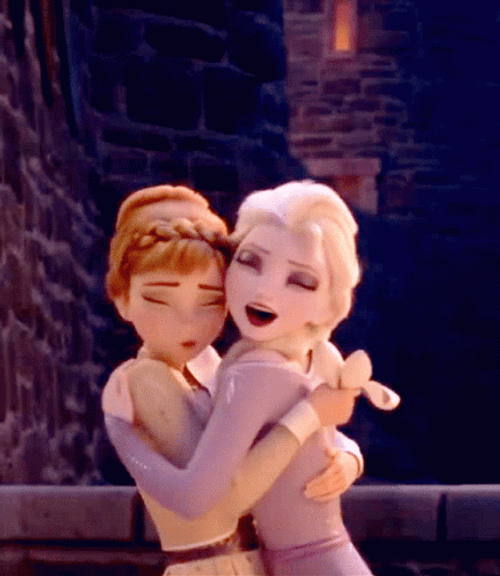 Frozen Anna And Elsa Hugging GIF