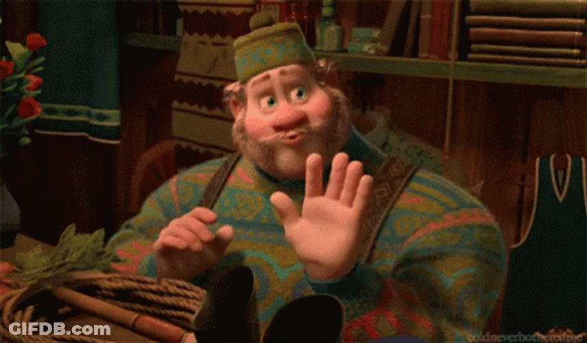 Frozen Cute Oaken Waving His Hand GIF