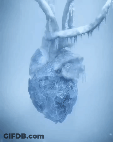 Frozen Heart With Icicles Floating GIF