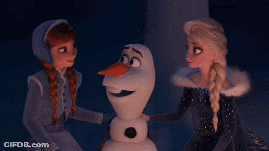 Frozen Olaf With Anna And Elsa GIF