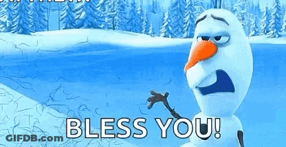 Frozen Snowman Saying Bless You GIF
