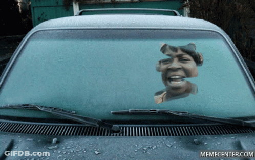 Frozen Windshield With Woman Image GIF