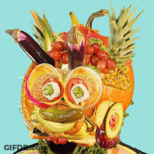 Fruit And Vegetable Face With Pumpkin GIF