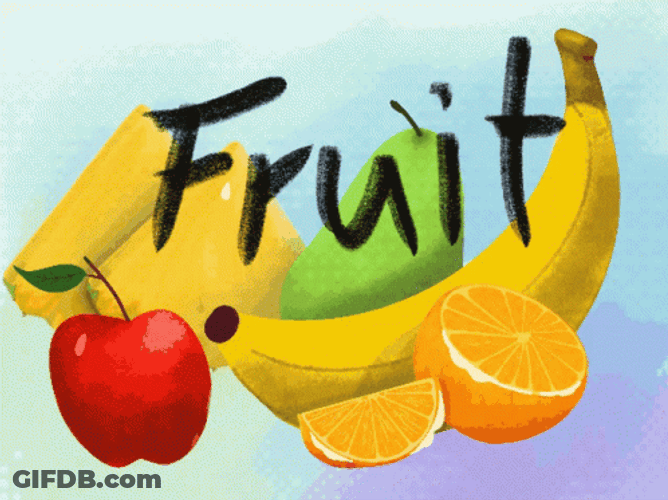 Fruit Lettering With Different Fruits GIF