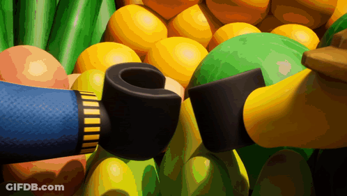 Fruits And Vegetables Displayed In Painting GIF