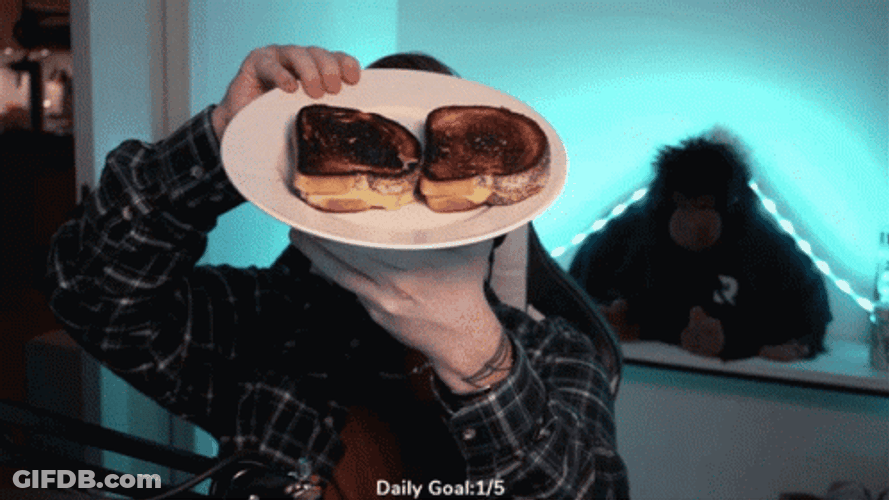 Frustrated Vlogger Bread Falling Over GIF