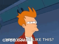 Fry From Futurama Asking Why You Be Like This GIF