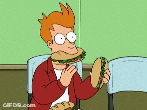 Fry From Futurama Eating Sandwich GIF