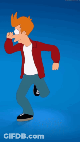 Fry From Futurama In Red Jacket And Black Shoes GIF