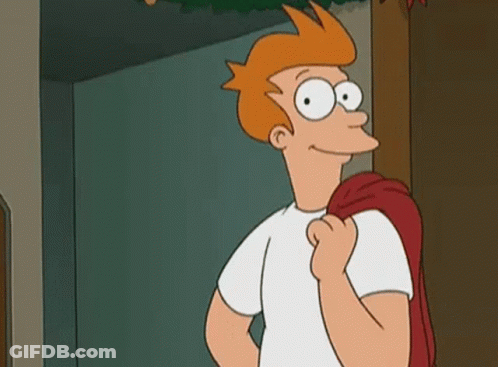 Fry From Futurama In White Shirt With Red Backpack GIF