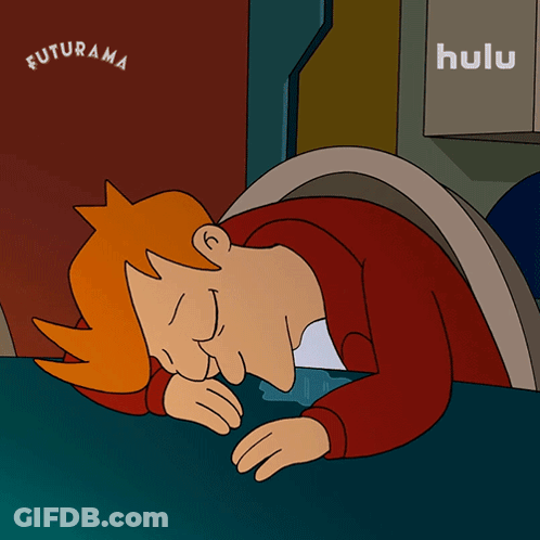Fry From Futurama Lying On Floor With Hulu GIF