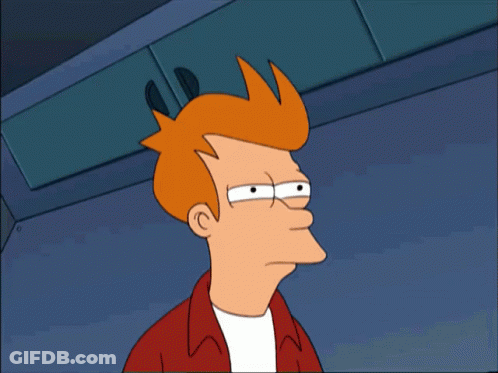 Fry From Futurama Making Silly Face With Eyes Closed GIF
