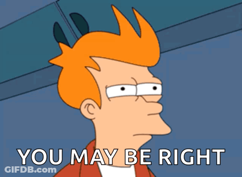 Fry From Futurama Says You May Be Right GIF