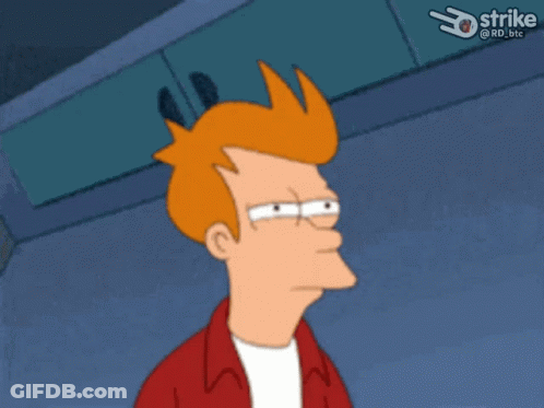 Fry From Futurama Says " You Salty Bruh " In A Strike Advertisement GIF
