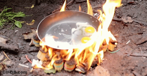 Frying Pan On Fire With Fried Egg GIF