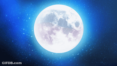 Full Moon In Blue Sky With Stars GIF