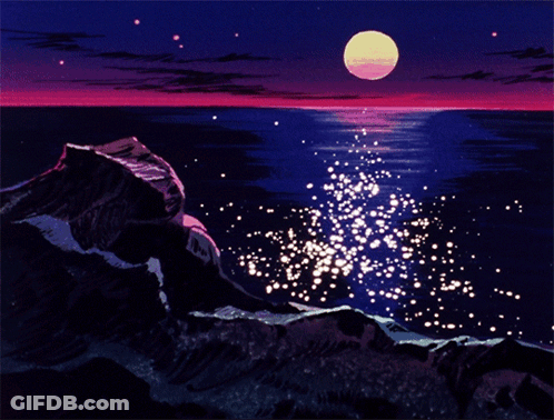 Full Moon Over Ocean At Night GIF