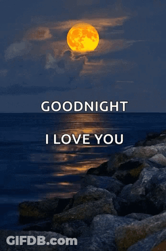 Full Moon Over Water Goodnight I Love You GIF