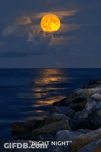 Full Moon Over Water Night Night GIF