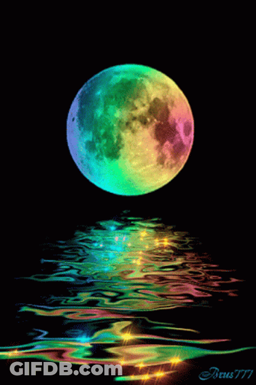 Full Moon Rainbow Color GIF