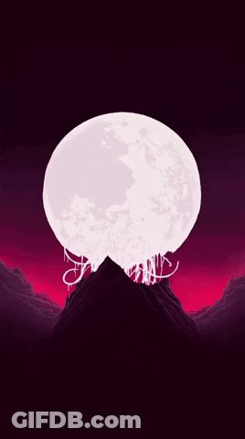 Full Moon Rising Over Mountain With Purple Sky GIF