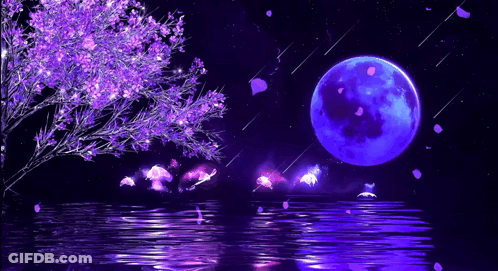 Full Moon Shining Over Water GIF
