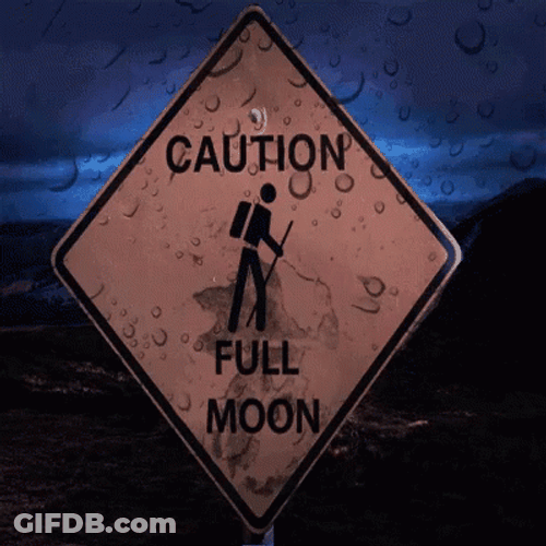Full Moon Werewolf Transform Road Sign GIF