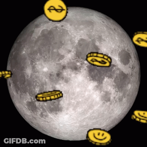 Full Moon With Dollar Sign And Smiley Faces GIF