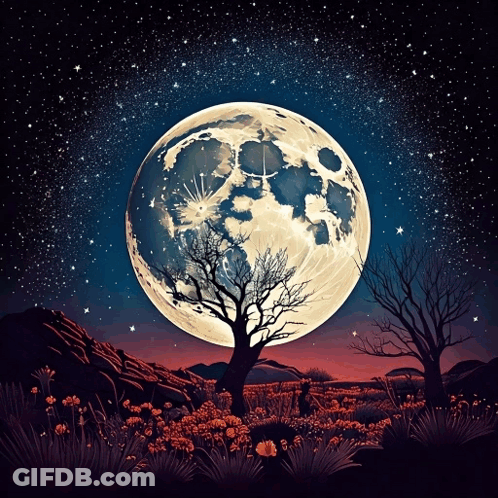 Full Moon With Trees GIF