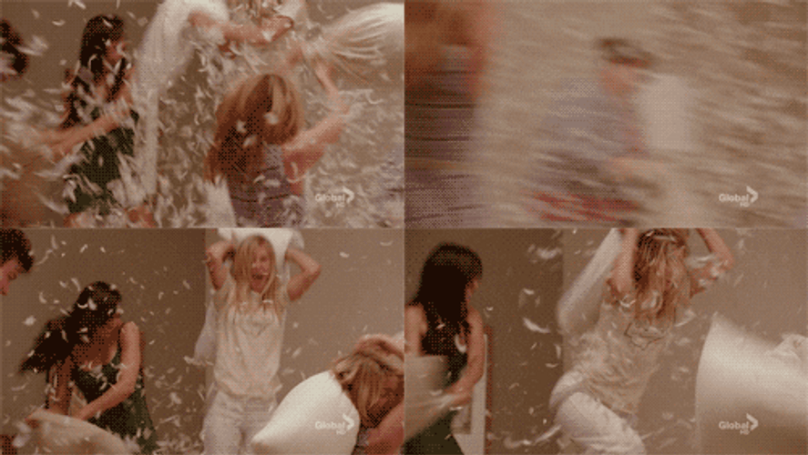 Fun Intense Girls Pillow Fight GIF
