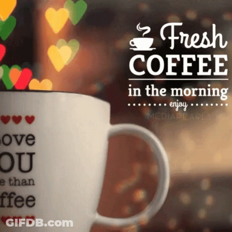 Funko Figure Holding Coffee Next To International Coffee Day Mug GIF