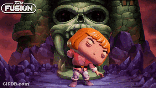 Funko Pop He-Man In Front Of Castle GIF