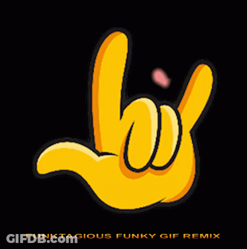 Funktagious Yellow Hand Rock And Roll Sign GIF