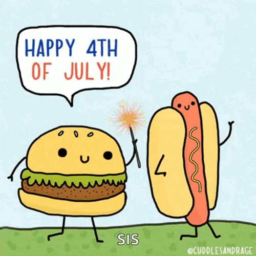 Funny 4Th Burger And Hotdog Buns Talking GIF