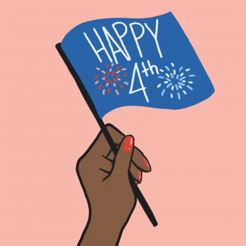 Funny 4Th Cartoon Hand Flag GIF