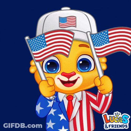 Funny 4Th Lucas Waving Hand Flags GIF