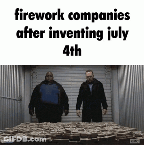 Funny 4Th Lying In Money Fireworks Meme GIF