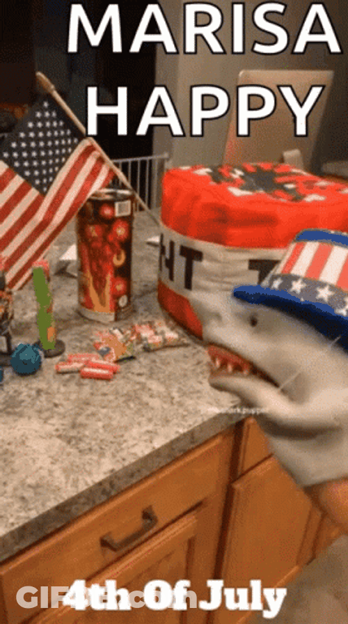 Funny 4Th Patriotic Shark Puppet GIF