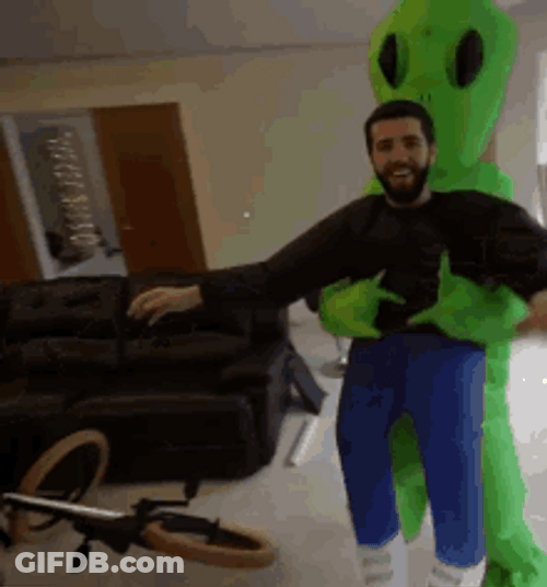 Funny Alien In Hazmat Suit Halloween Costume GIF