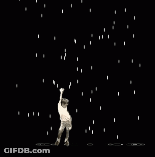 Funny Animated Kid Dancing In The Rain GIF