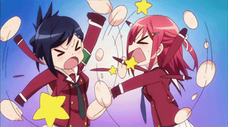 Funny Anime Cat Fight GIF