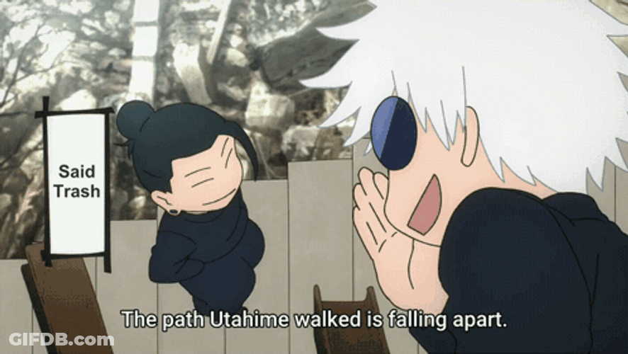 Funny Anime Chibi Gojo Satoru Teasting Utahime GIF