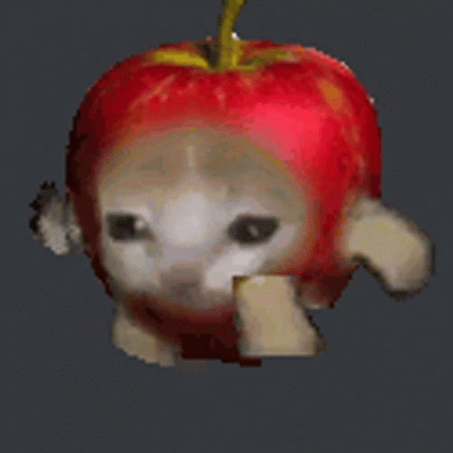 Funny Apple Cat Running GIF