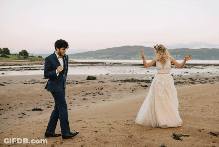 Funny Awkward Wedding Dance By The Beach GIF